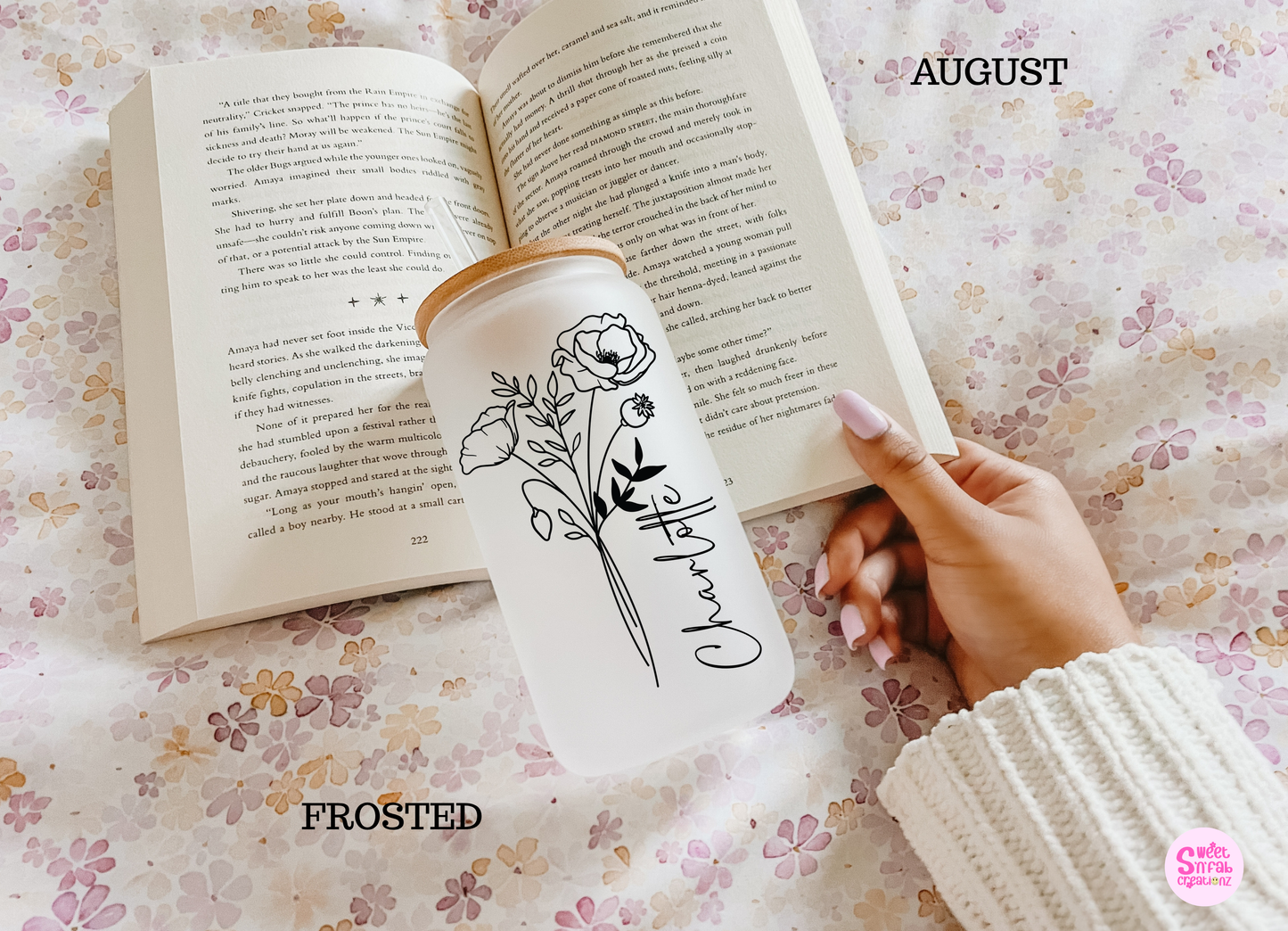 Personalized Birth Month Flower Glass Can