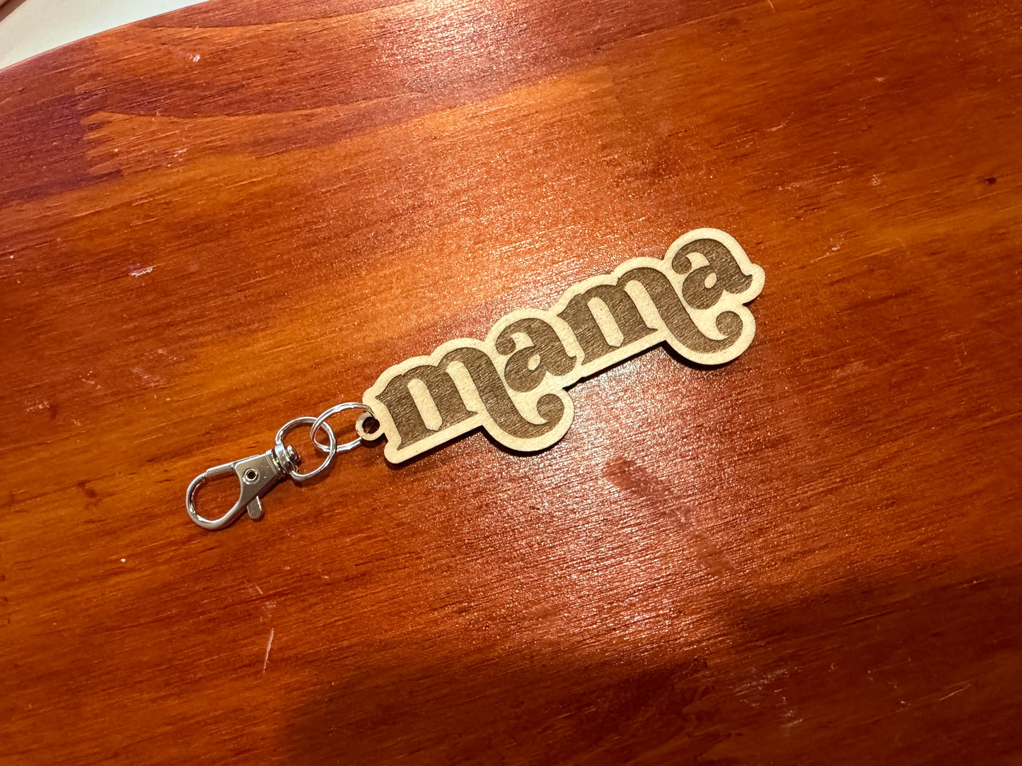 Mama Wooden Keychain – Engraved Wood Keychain with Swivel Snap Hook