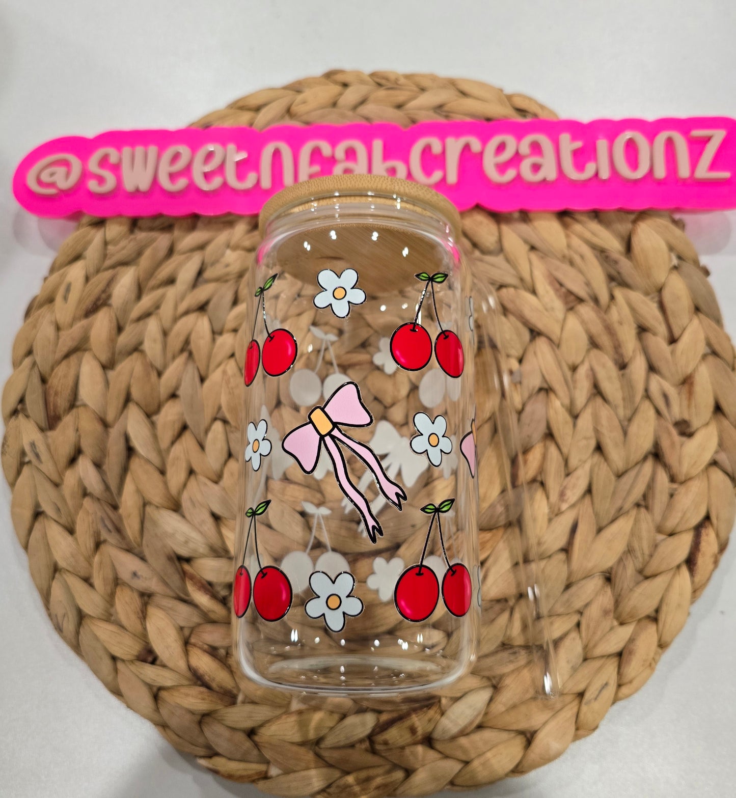 Coquette Cherry 16 oz Glass Cup