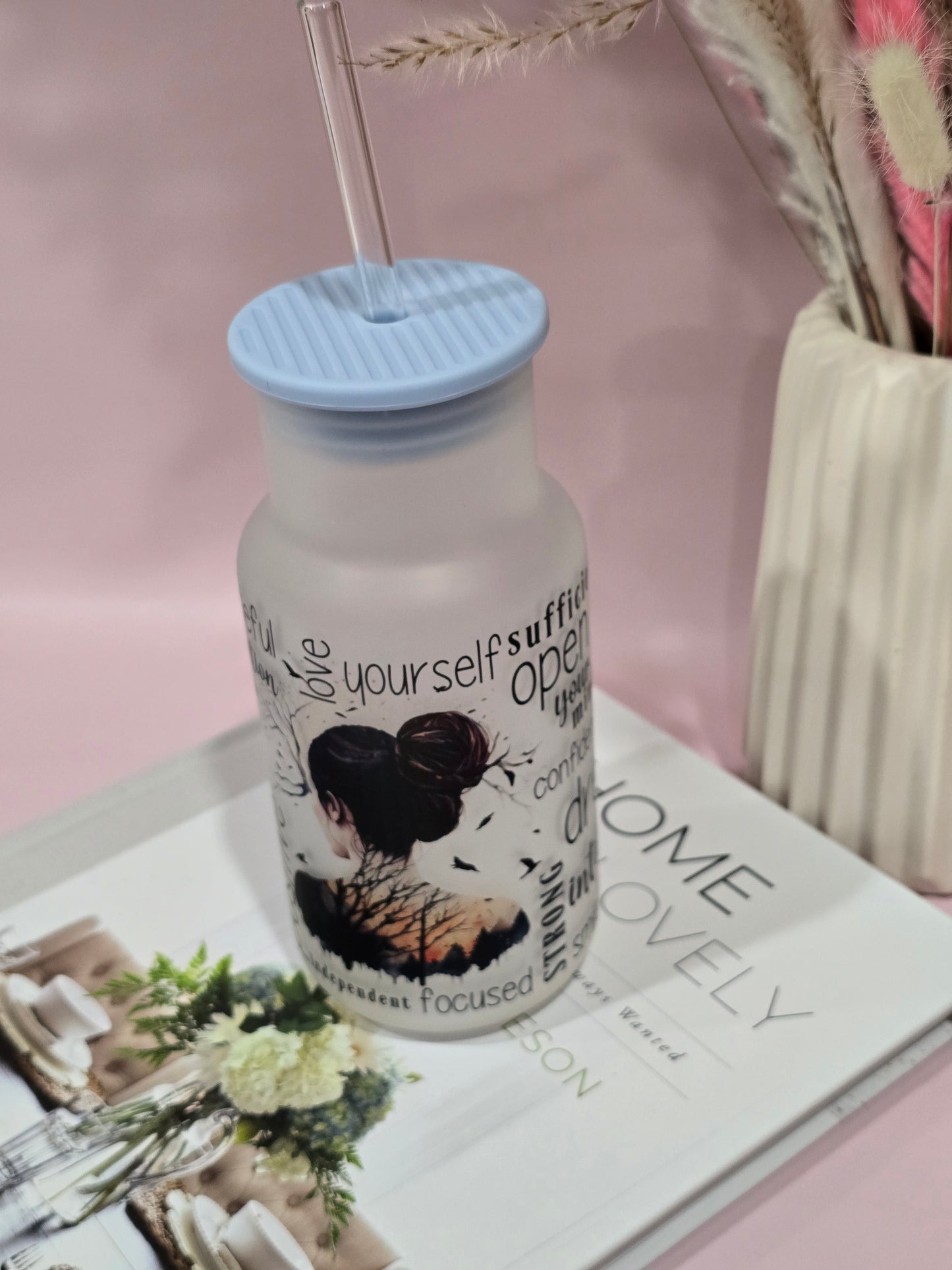 18oz Love Yourself Glass Tumbler