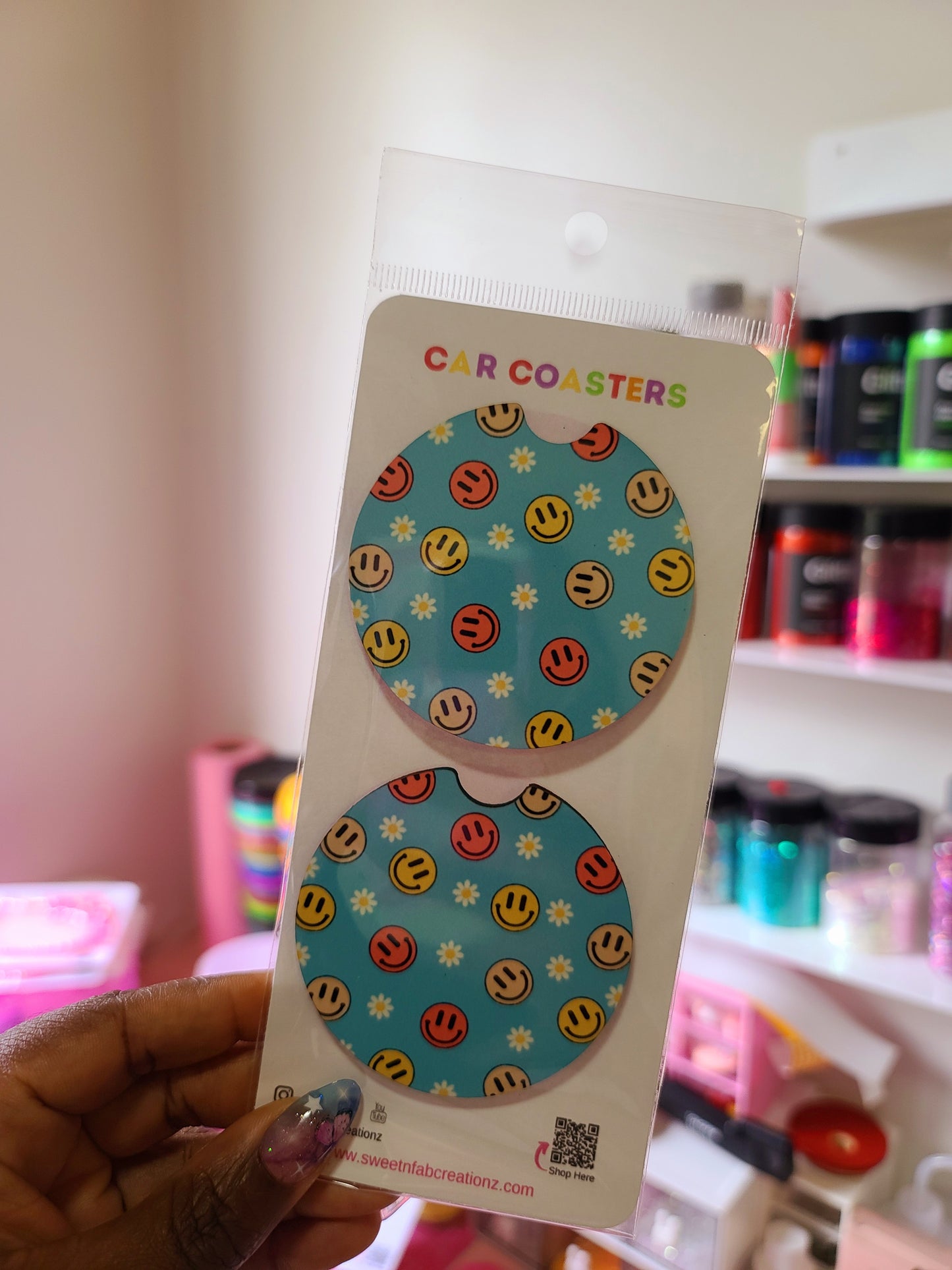 Retro Smiley Car Coaster
