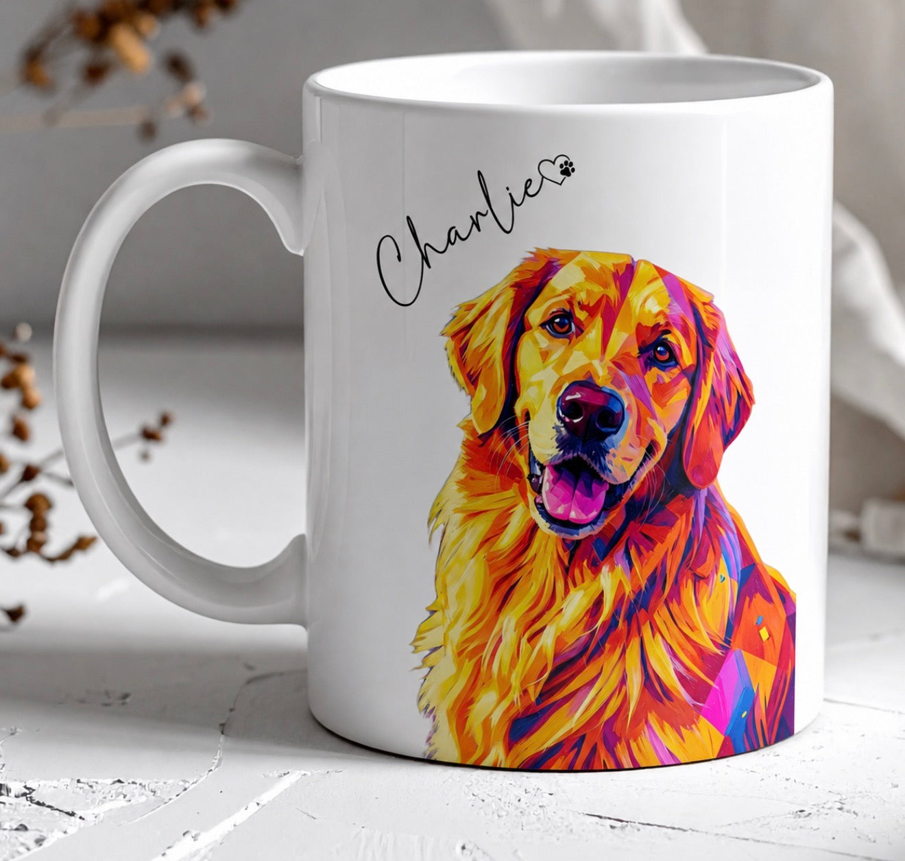 Custom Dog Mug from Photo, Personalized Dog Portrait Mug, Pet Memorial Gift, Custom Dog Coffee Cup, 12oz or 15oz Ceramic Mug