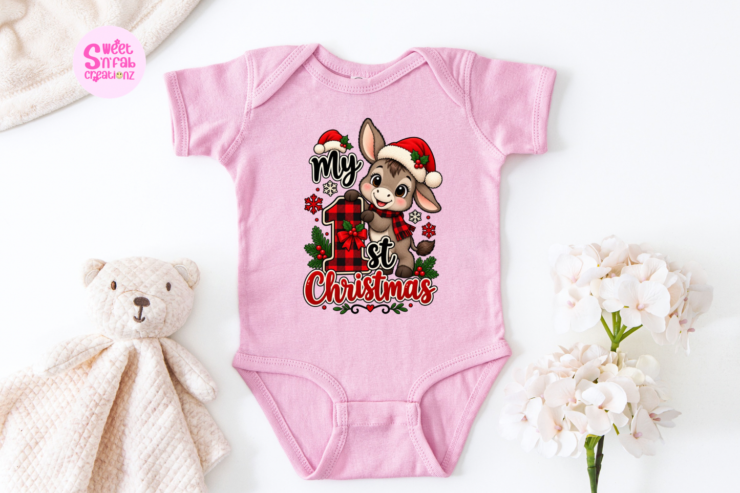 Buffalo Plaid First Christmas Onesie