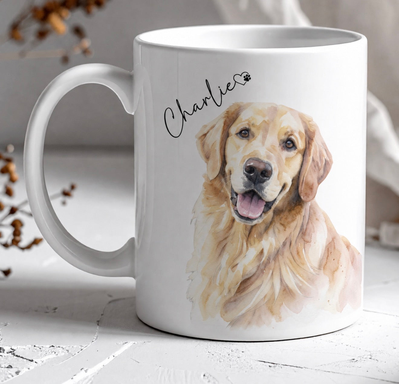 Custom Dog Mug from Photo, Personalized Dog Portrait Mug, Pet Memorial Gift, Custom Dog Coffee Cup, 12oz or 15oz Ceramic Mug