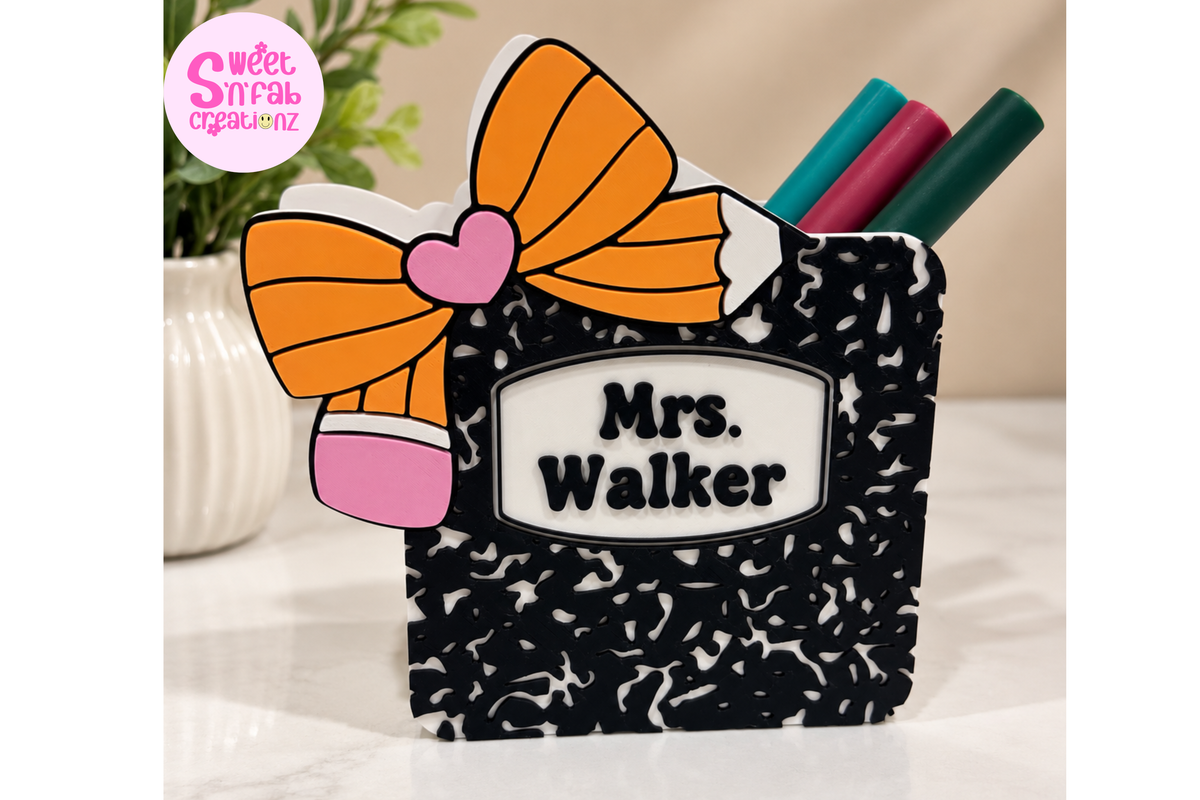 Personalized Composition Notebook Pen Holder