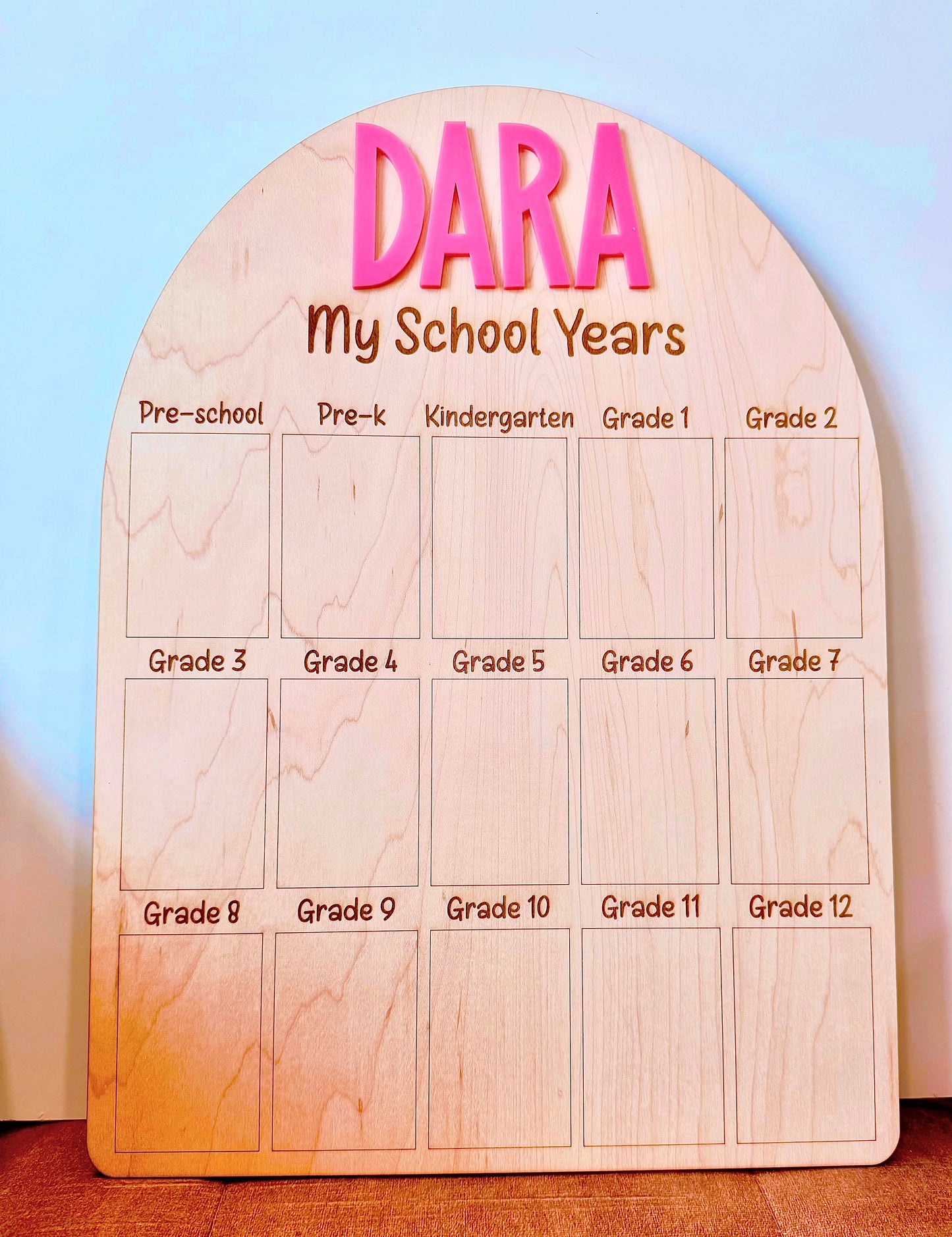 Personalized School Years Picture Board | Wooden School Photo Display Plaque | Preschool to Grade 12 Memory Board