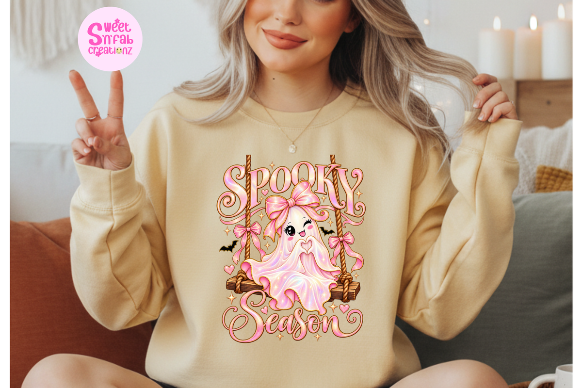 Spooky Season Ghost Sweatshirt | Cute Girly Halloween Graphic Sweatshirt
