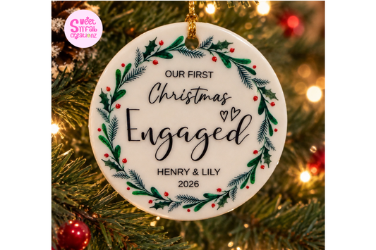 First Christmas Engaged Ornament, Personalized Engagement Christmas Ornament, Newly Engaged Couple Gift, Fiancé Fiancée Keepsake