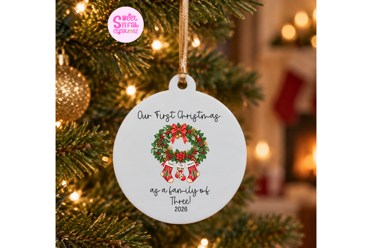 First Christmas as a Family of Three Ornament
