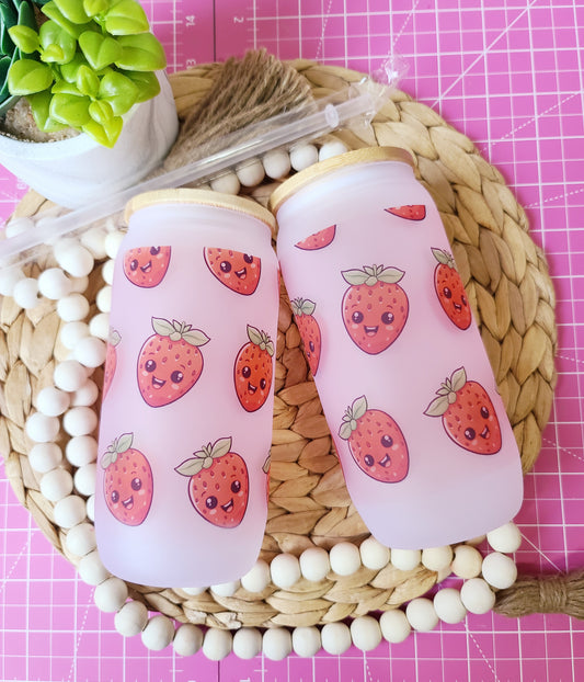 Kawaii Strawberry Glass Cup