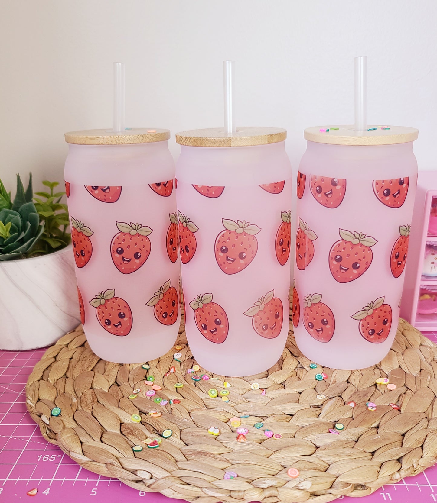 Kawaii Strawberry Glass Cup