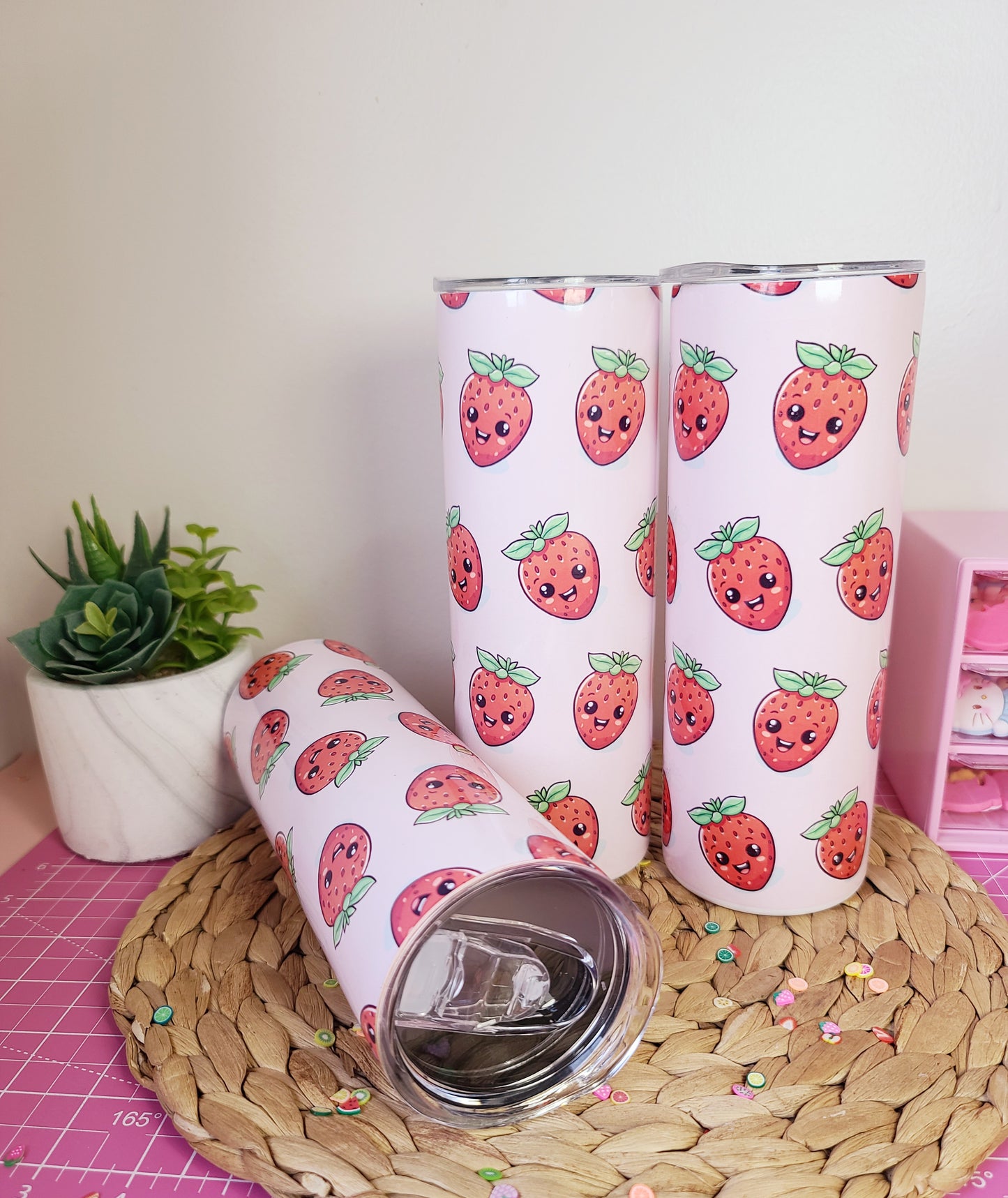 20 oz Kawaii Strawberry Stainless Steel Tumbler