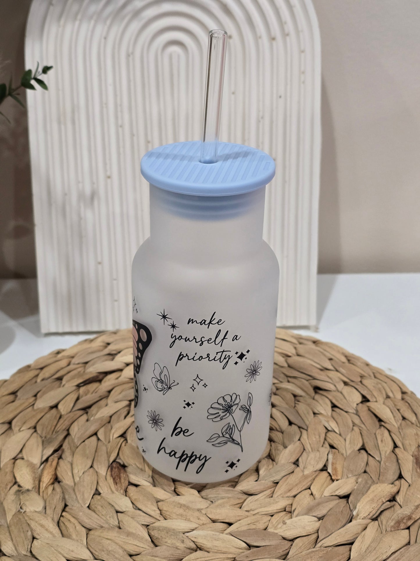 18oz Just Breathe Glass Tumbler