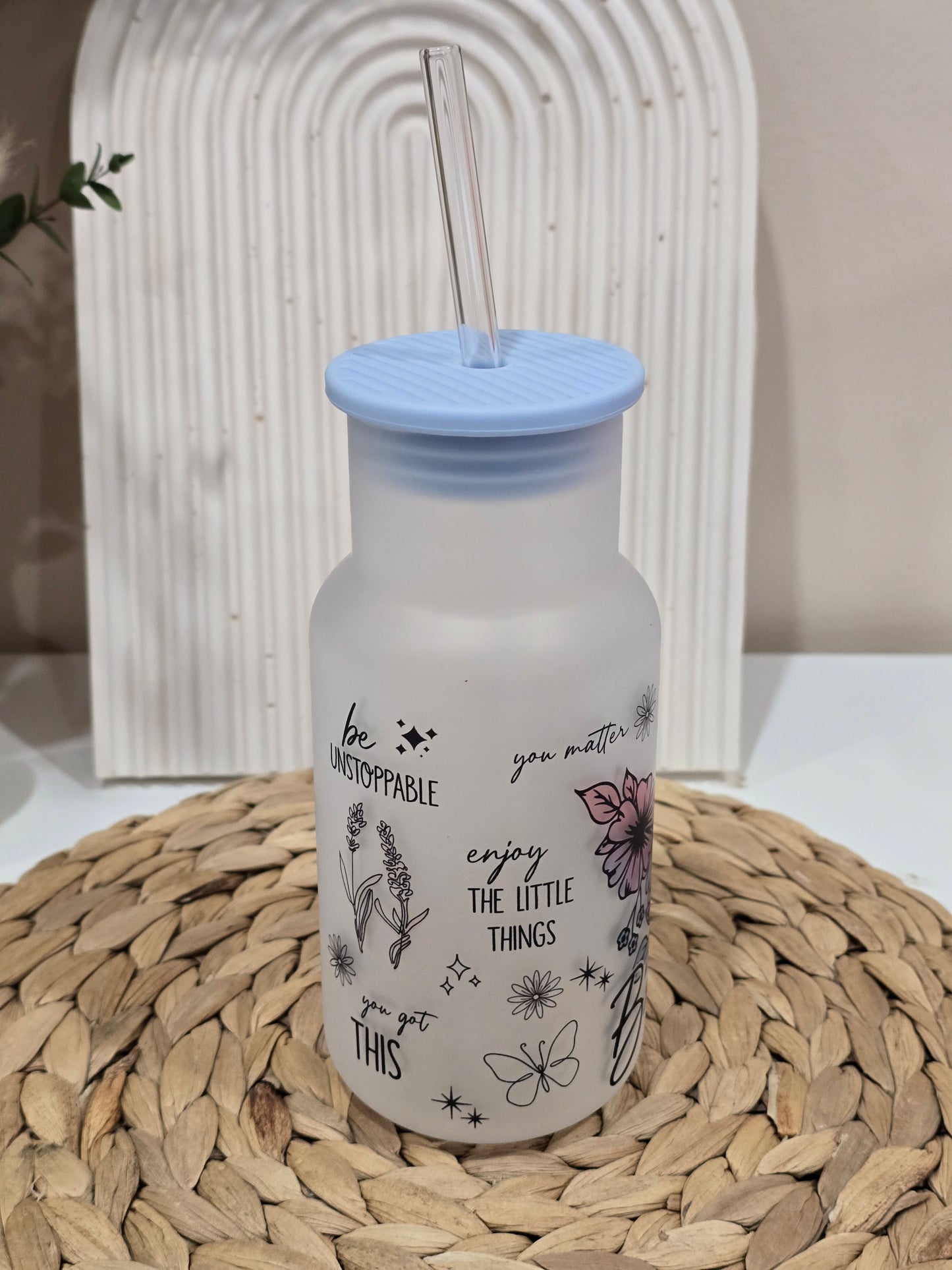 18oz Just Breathe Glass Tumbler