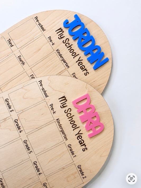 Personalized School Years Picture Board | Wooden School Photo Display Plaque | Preschool to Grade 12 Memory Board