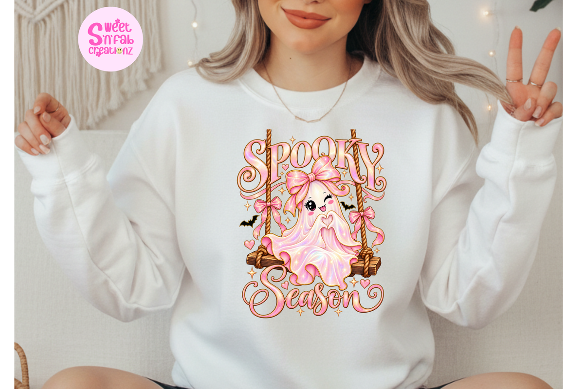 Spooky Season Ghost Sweatshirt | Cute Girly Halloween Graphic Sweatshirt