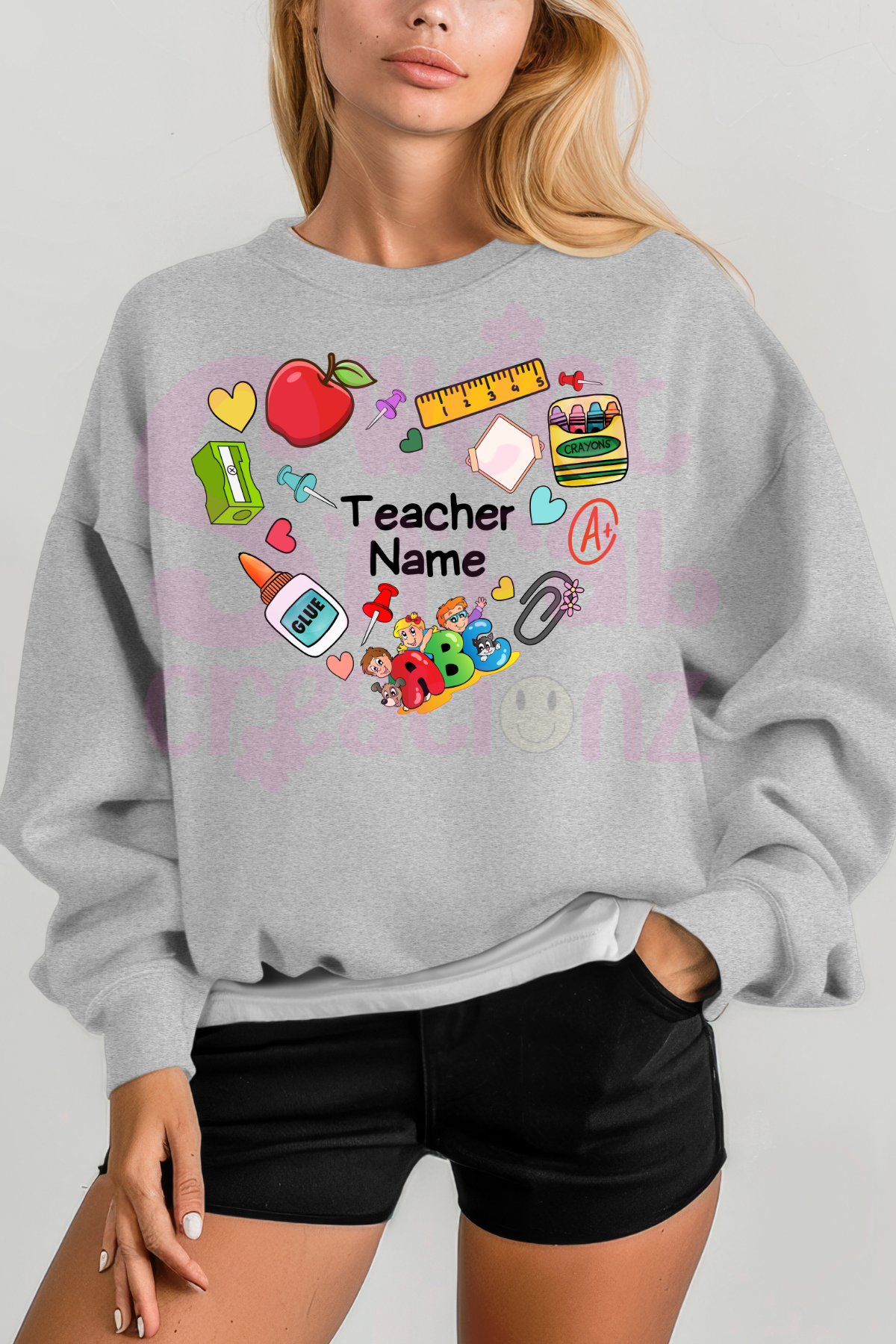 Personalized Teacher Sweatshirt- Heart Shape