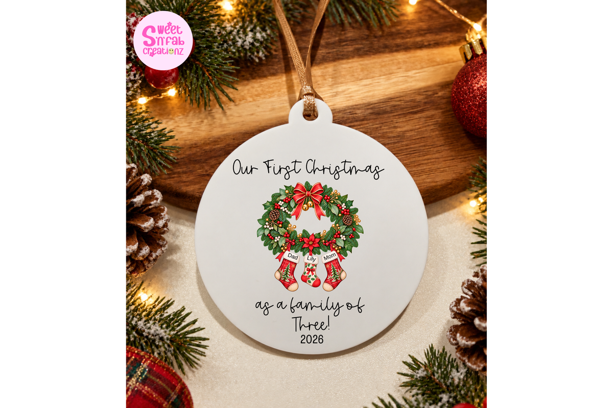 First Christmas as a Family of Three Ornament