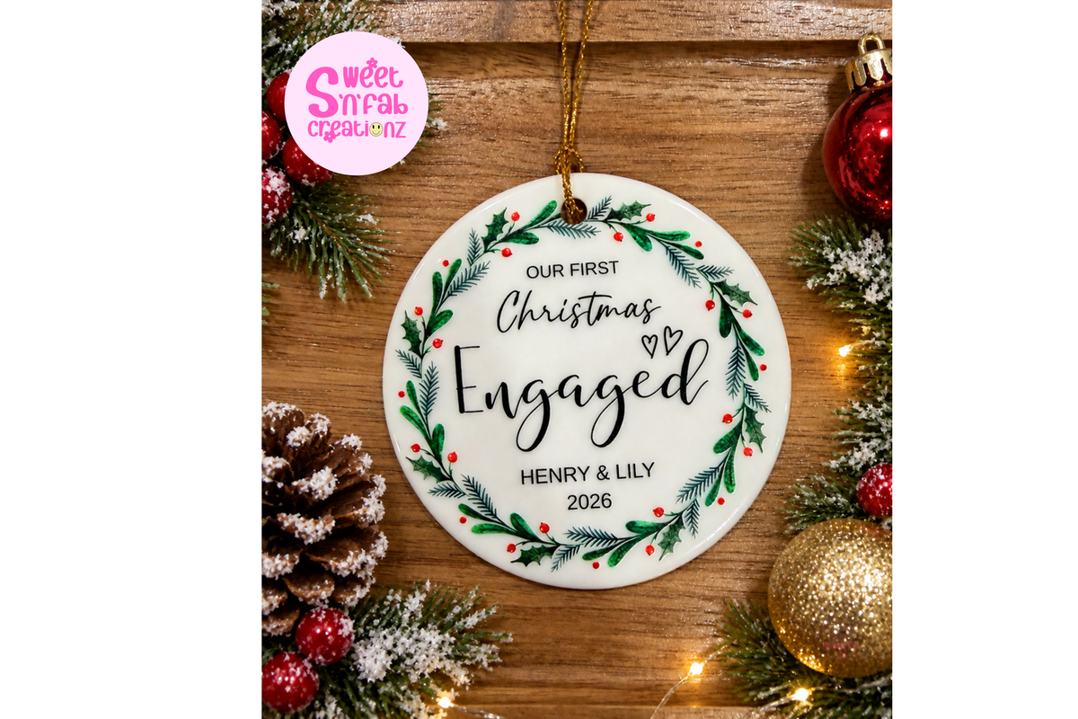 First Christmas Engaged Ornament, Personalized Engagement Christmas Ornament, Newly Engaged Couple Gift, Fiancé Fiancée Keepsake