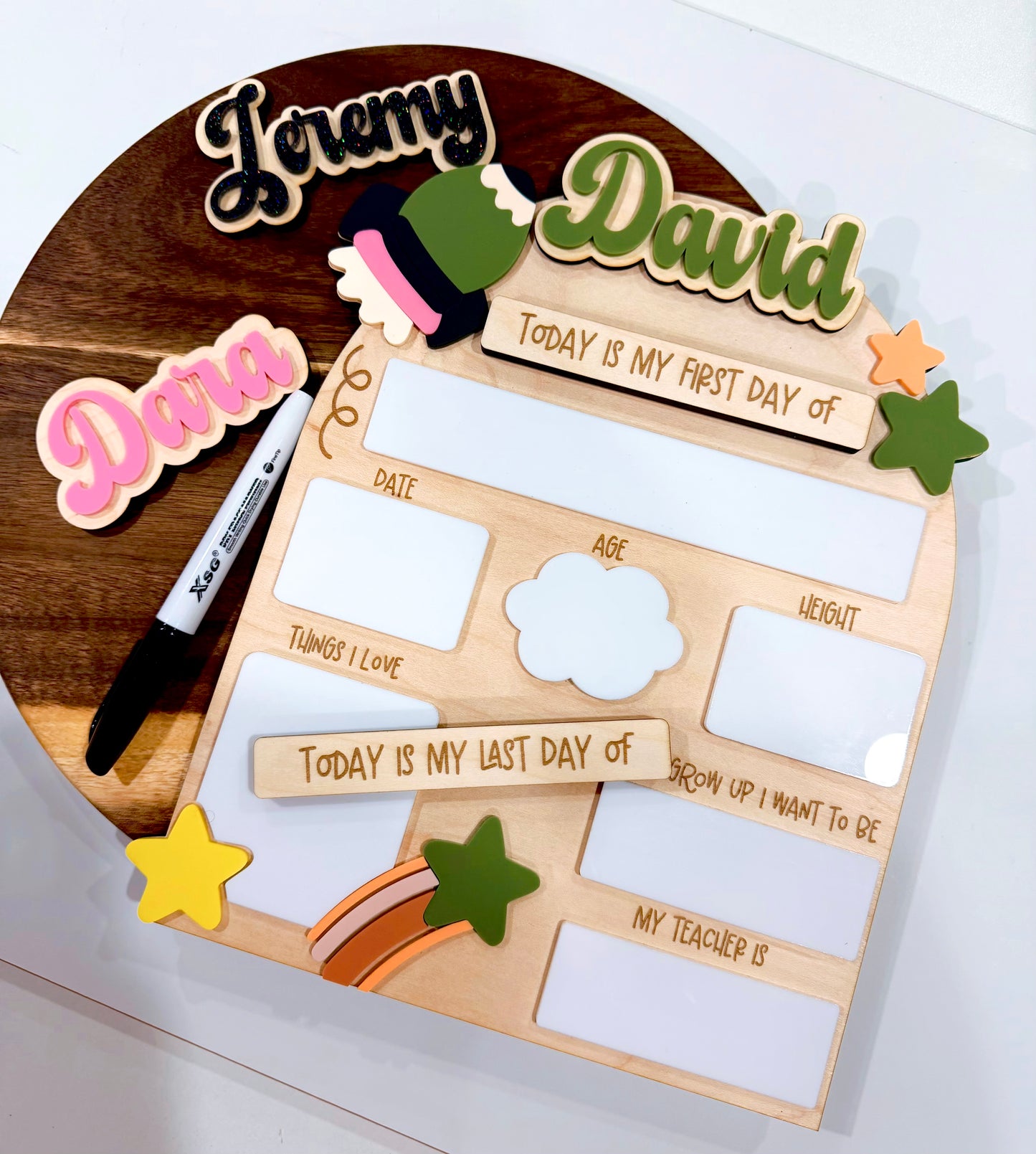 Personalized First Day of School Sign, Rocket Stars School Milestone Board, Custom Name First & Last Day Back to School Photo Prop