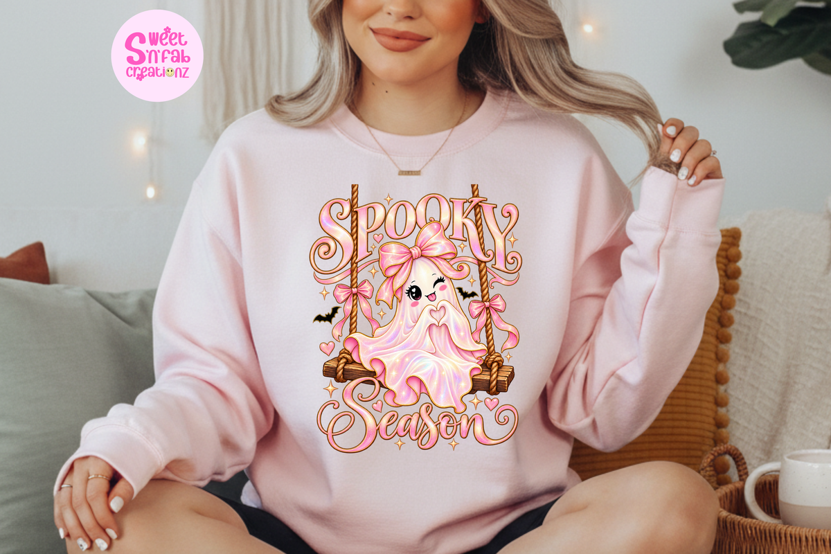 Spooky Season Ghost Sweatshirt | Cute Girly Halloween Graphic Sweatshirt
