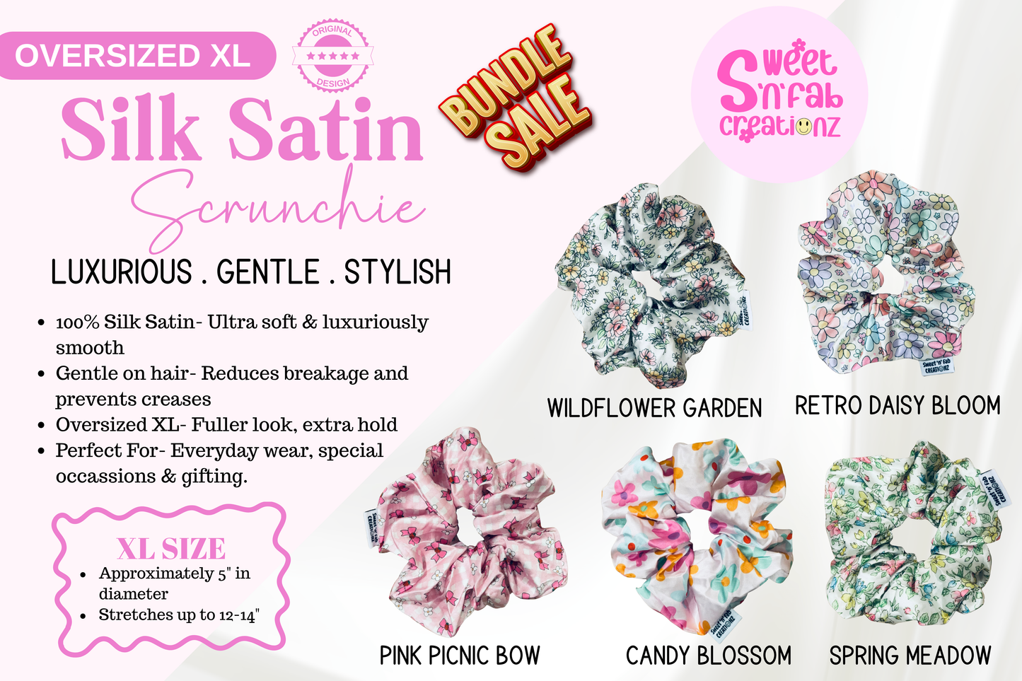 Build Your Own Oversized Silk Satin Scrunchie Bundle
