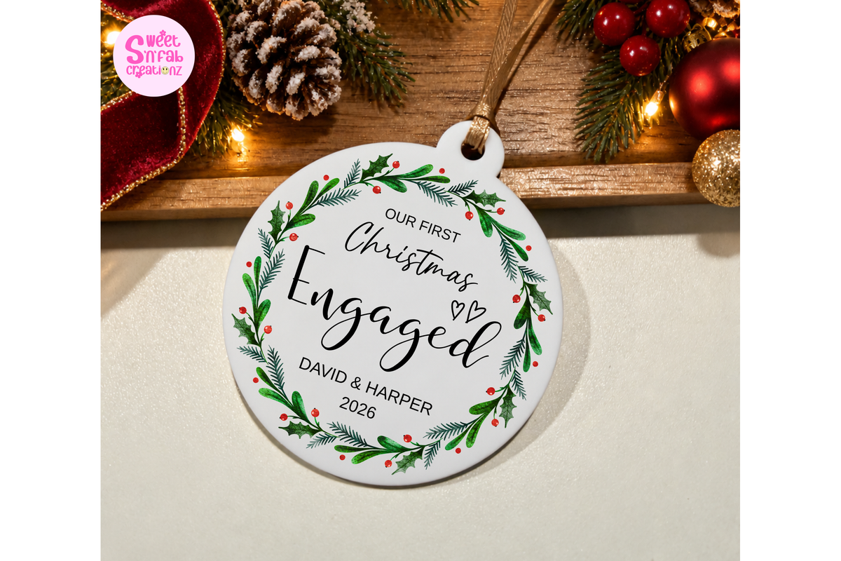 First Christmas Engaged Ornament, Personalized Engagement Christmas Ornament, Newly Engaged Couple Gift, Fiancé Fiancée Keepsake
