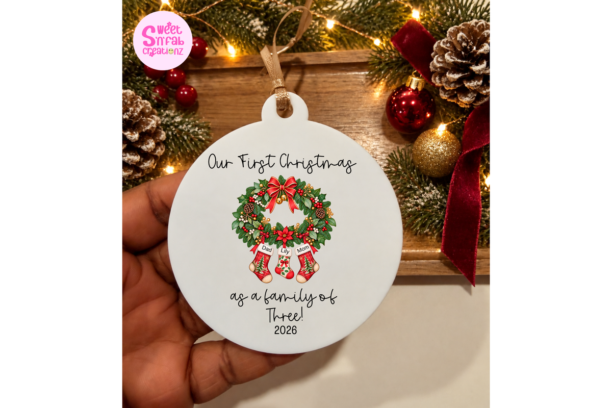 First Christmas as a Family of Three Ornament