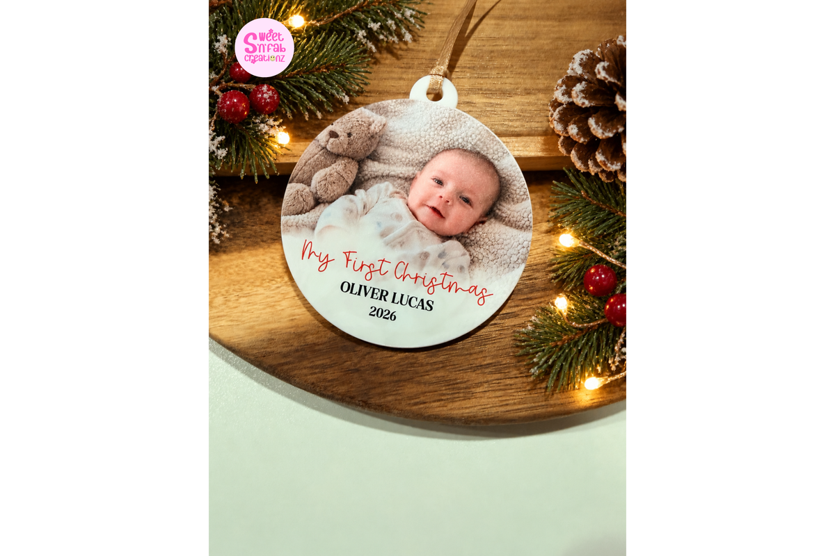 Personalized Baby's First Christmas Photo Ornament – Custom Baby Picture & Name Keepsake