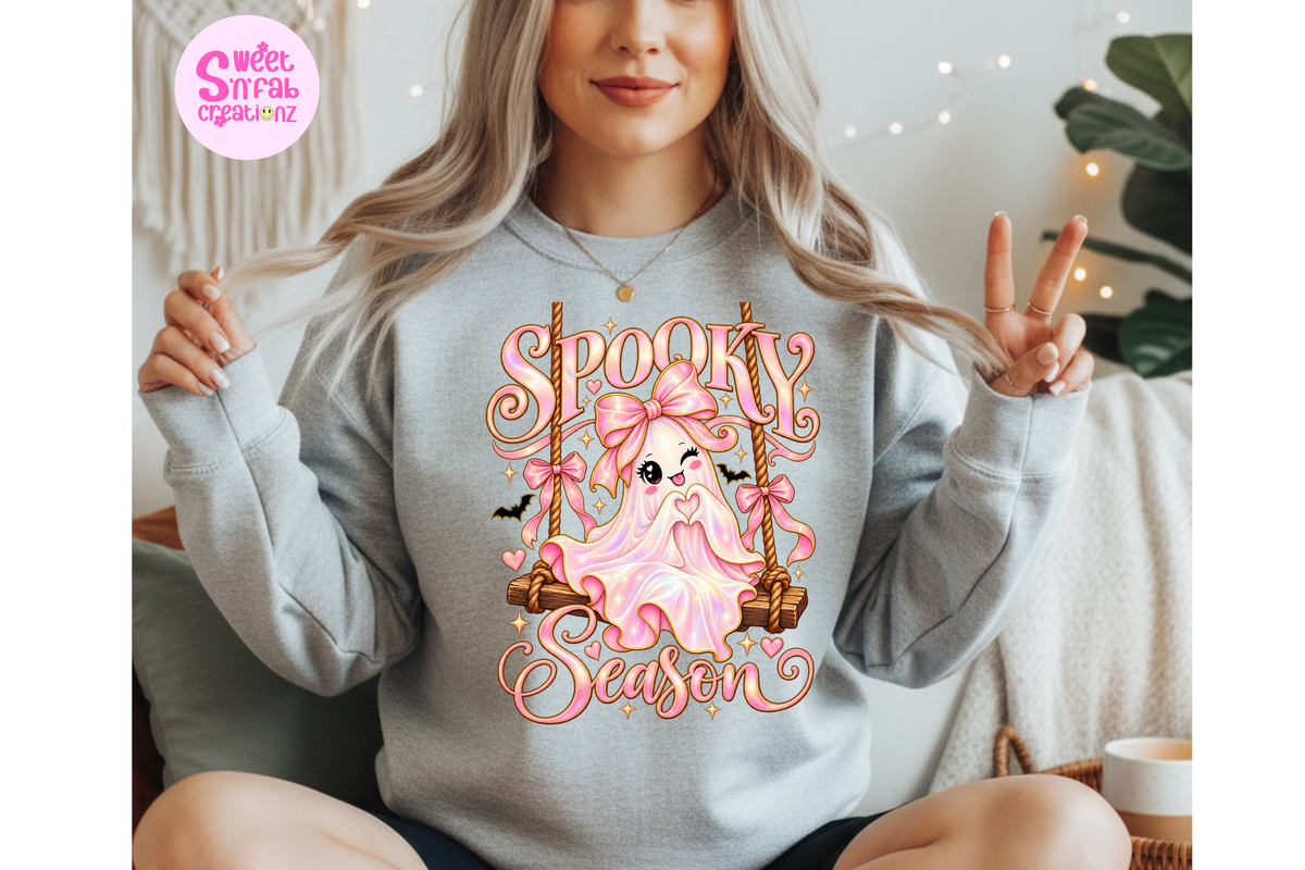 Spooky Season Ghost Sweatshirt | Cute Girly Halloween Graphic Sweatshirt