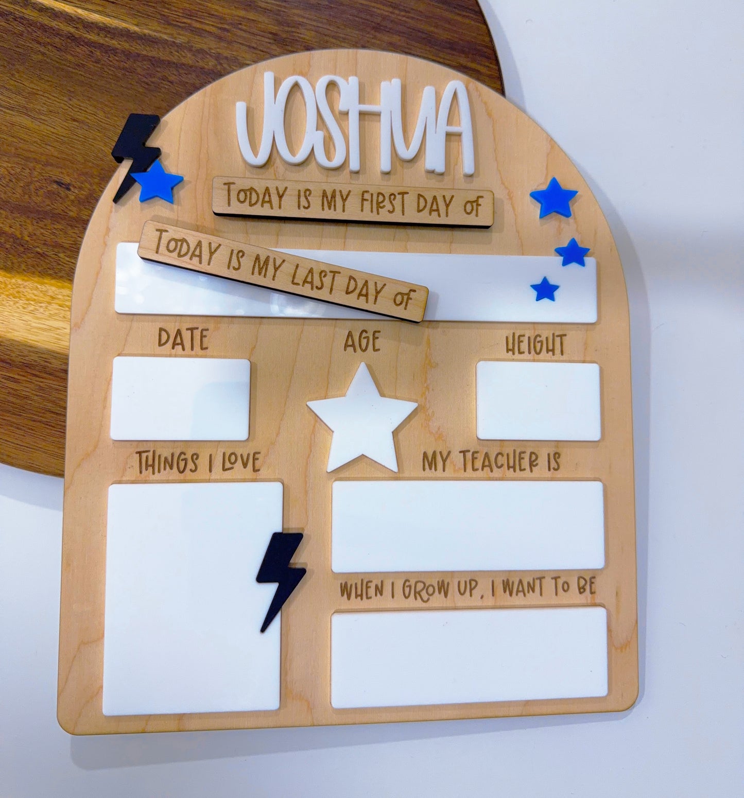 Personalized Bolt & Star Back to School Milestone Board | Reusable First & Last Day School Sign | Dry Erase Photo Prop ⚡⭐📚✨