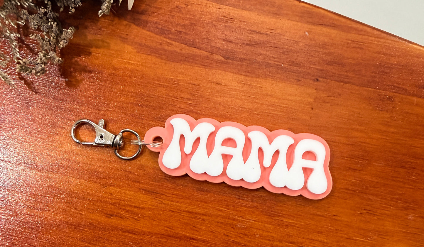 3D “Mama” Acrylic Keychain with Swivel Snap Hook