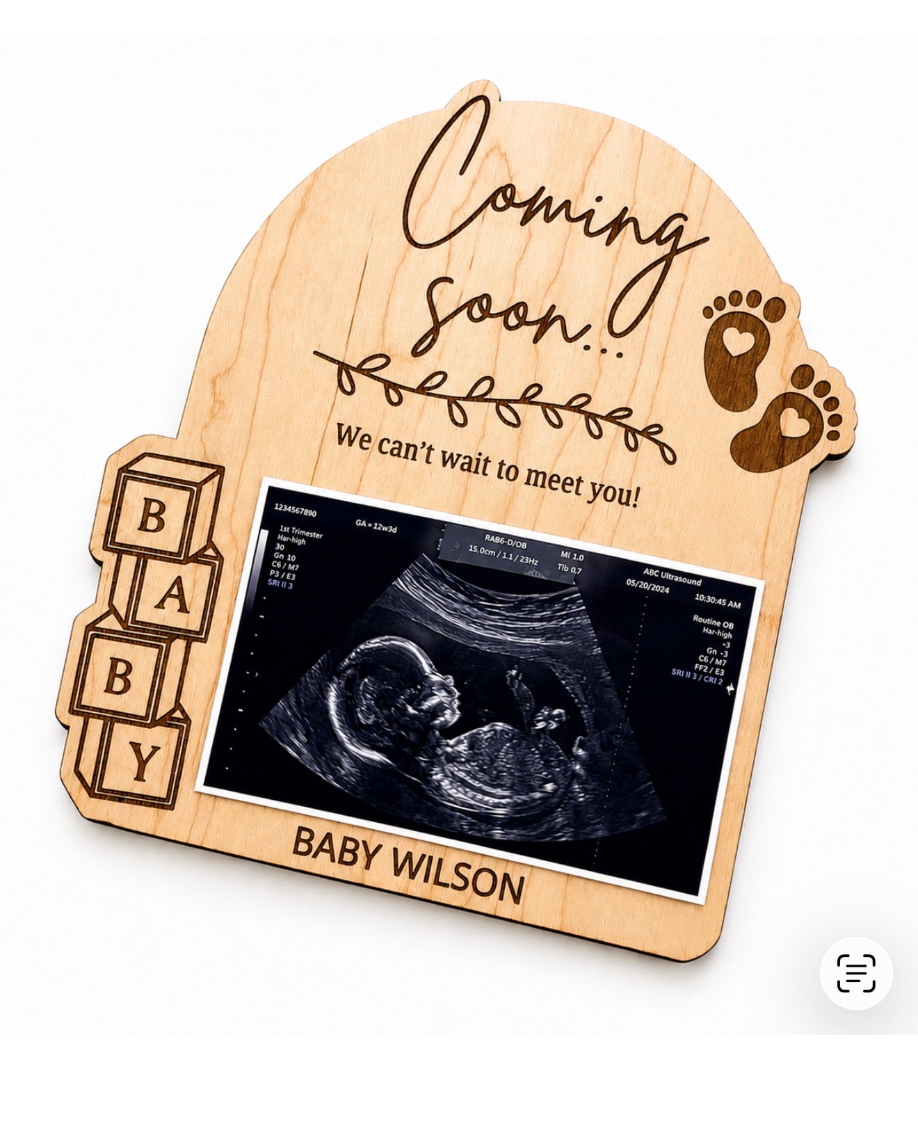 Personalized Baby Ultrasound Announcement Plaque | Wooden Pregnancy Reveal Keepsake