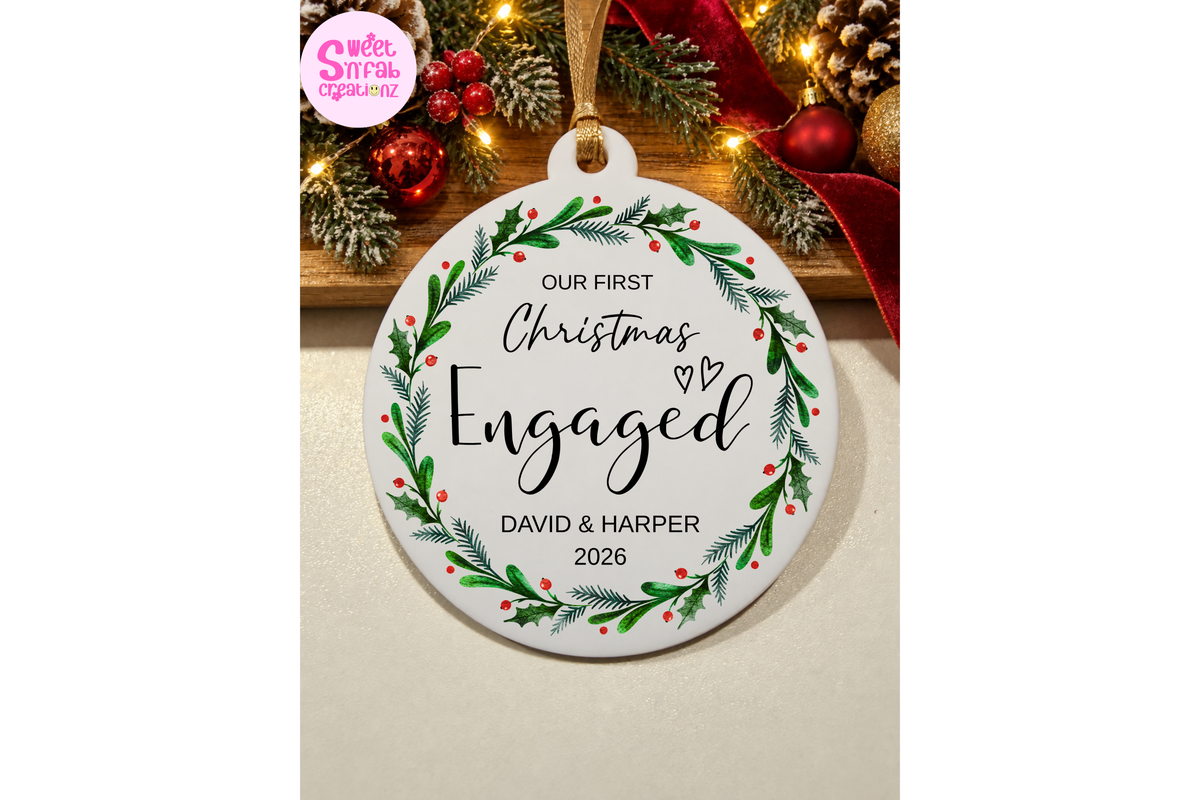 First Christmas Engaged Ornament, Personalized Engagement Christmas Ornament, Newly Engaged Couple Gift, Fiancé Fiancée Keepsake