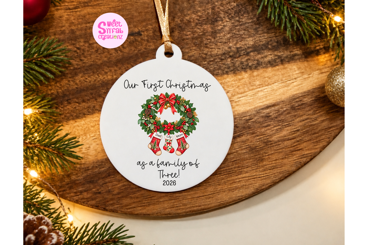 First Christmas as a Family of Three Ornament