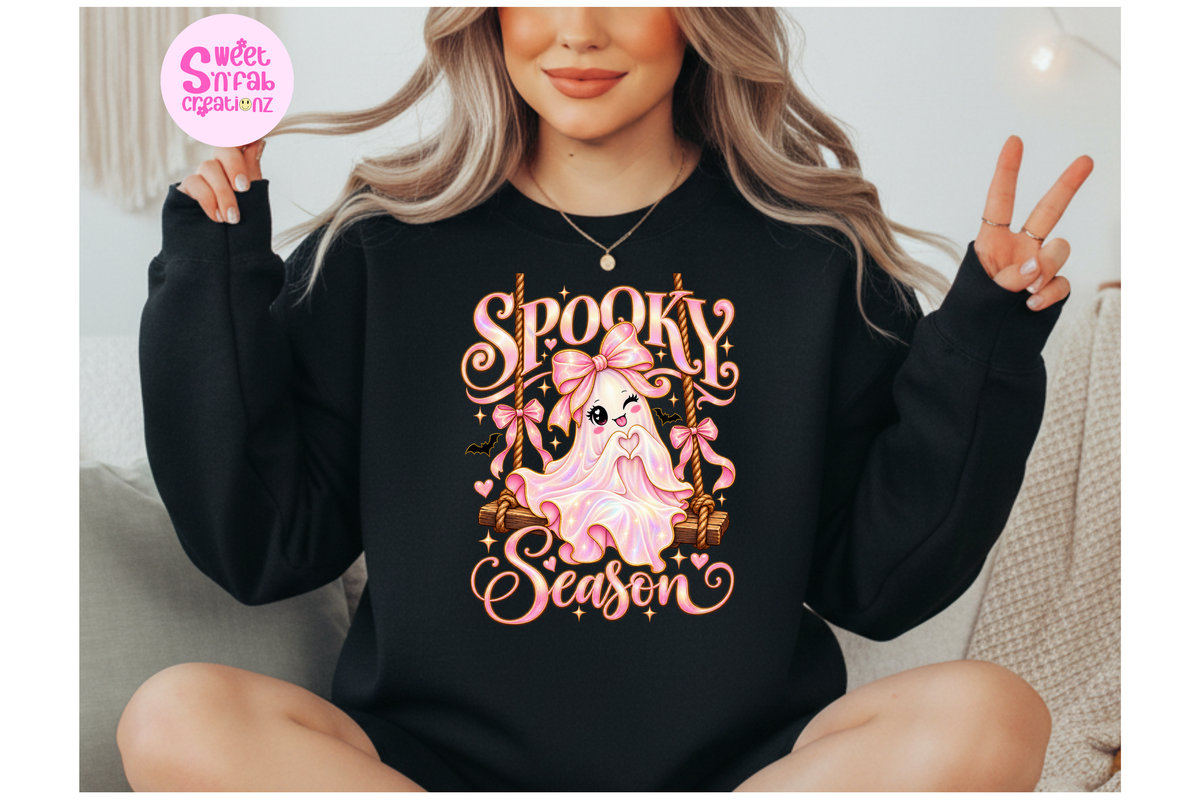 Spooky Season Ghost Sweatshirt | Cute Girly Halloween Graphic Sweatshirt