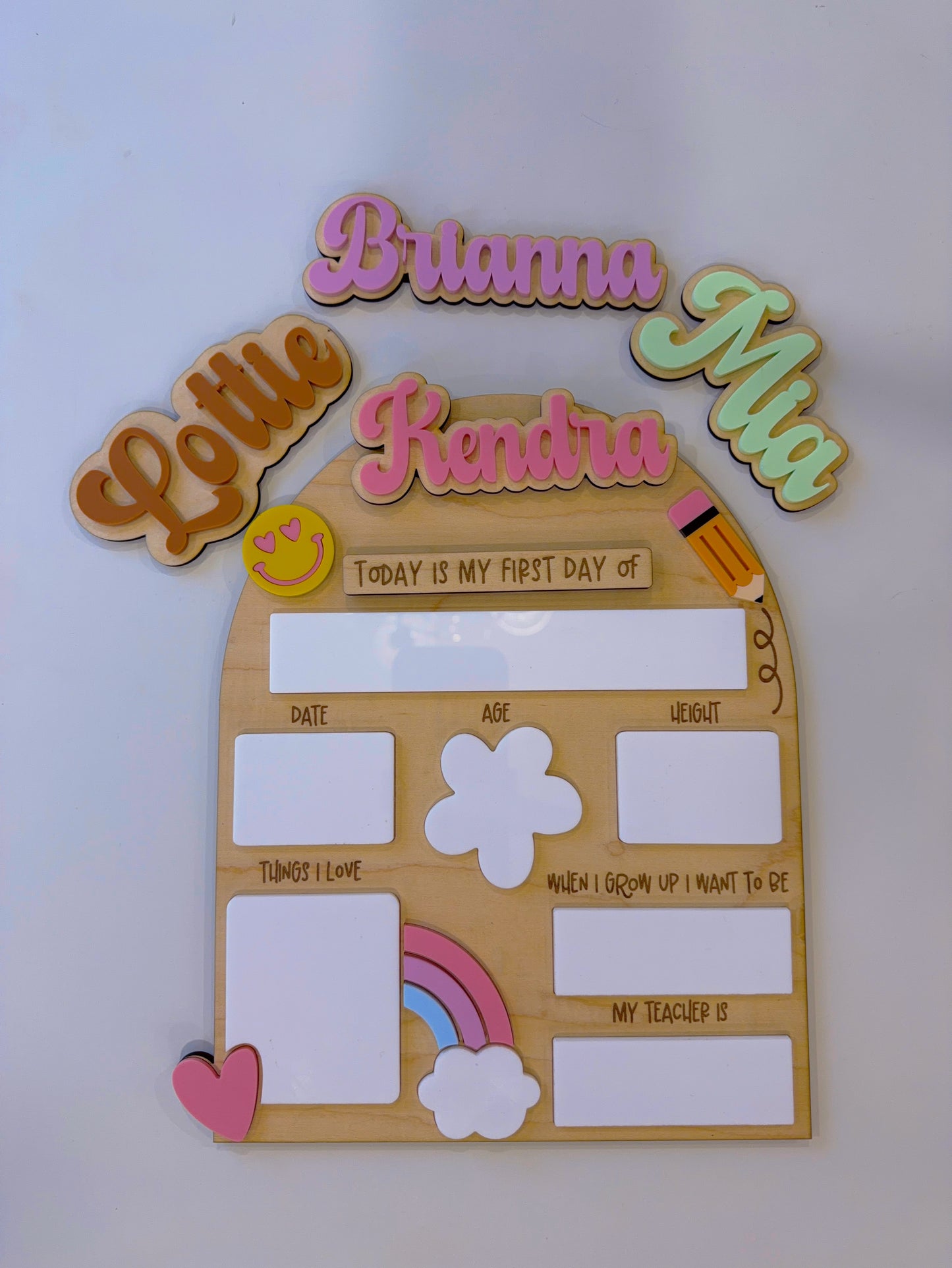 Personalized Rainbow Back to School Milestone Board | Reusable First & Last Day School Sign | Dry Erase Photo Prop with Interchangeable Names 🌈📚✨
