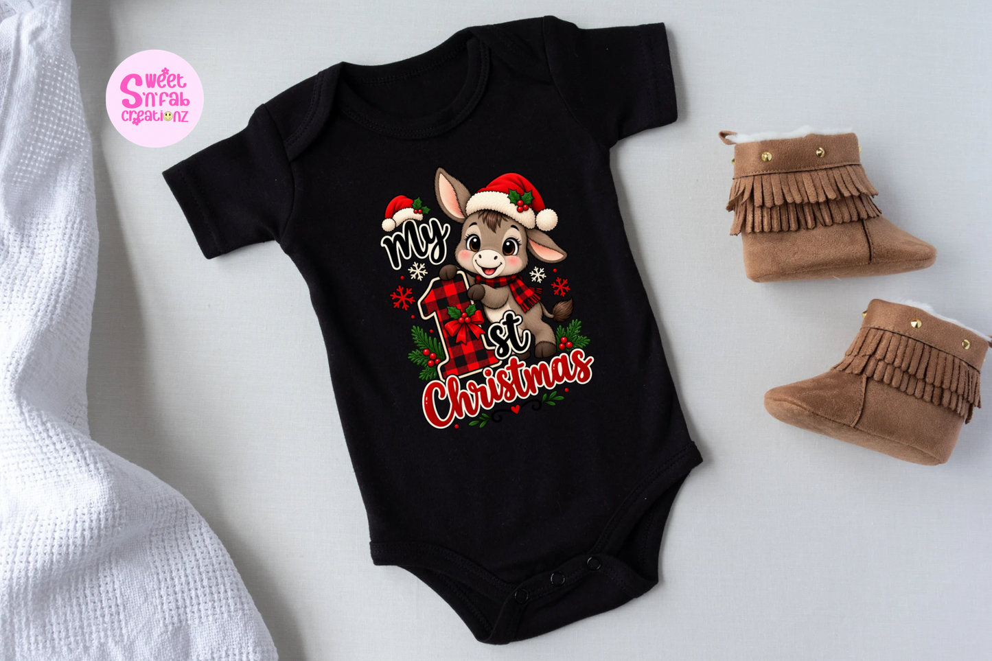 Buffalo Plaid First Christmas Onesie