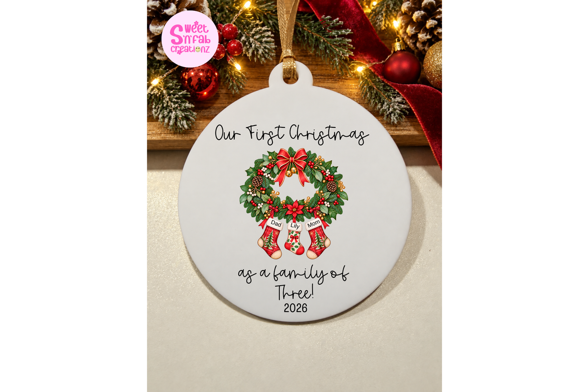First Christmas as a Family of Three Ornament