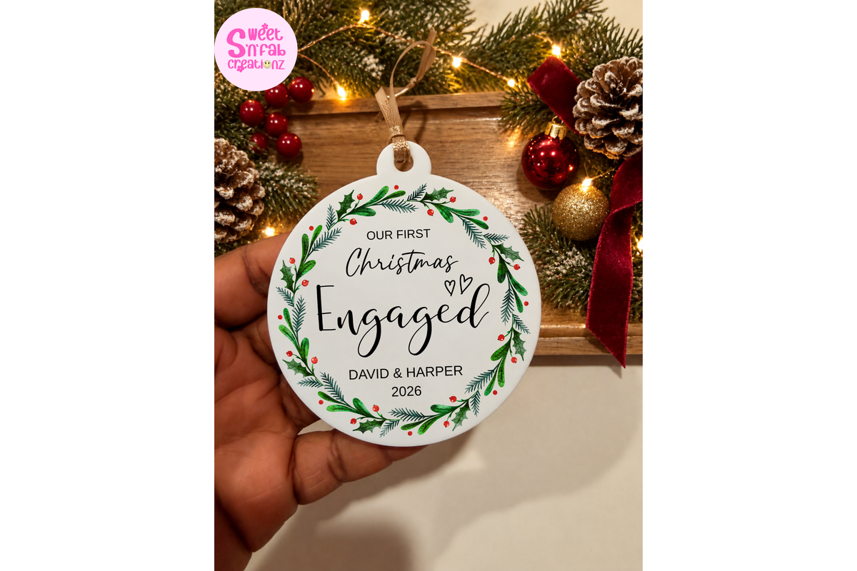 First Christmas Engaged Ornament, Personalized Engagement Christmas Ornament, Newly Engaged Couple Gift, Fiancé Fiancée Keepsake