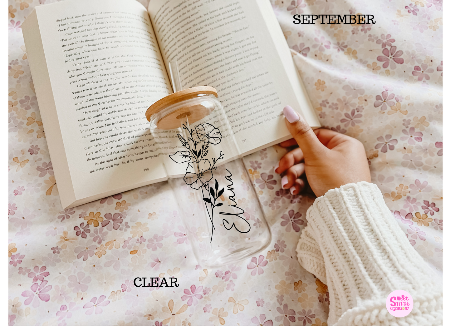 Personalized Birth Month Flower Glass Can