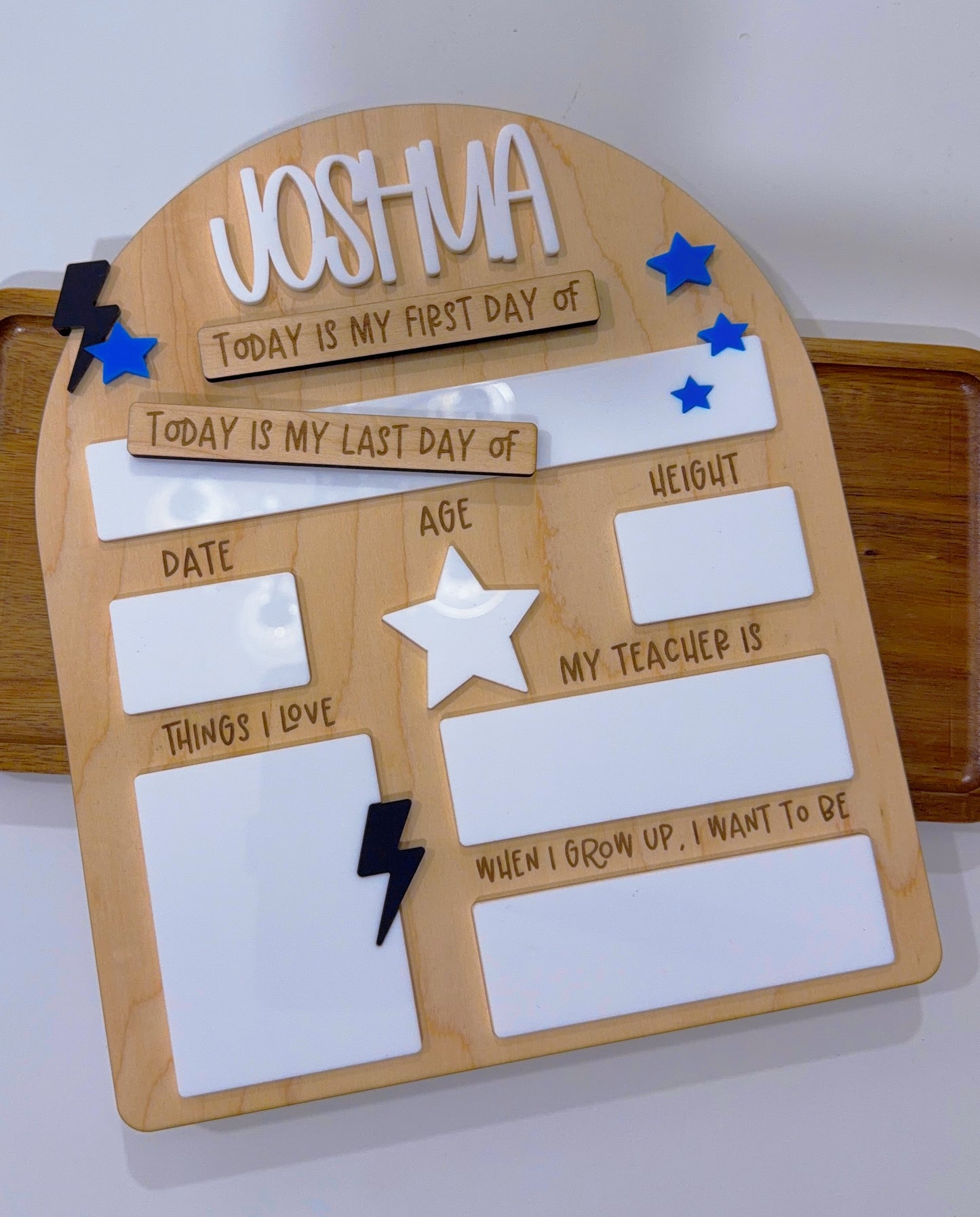 Personalized Bolt & Star Back to School Milestone Board | Reusable First & Last Day School Sign | Dry Erase Photo Prop ⚡⭐📚✨