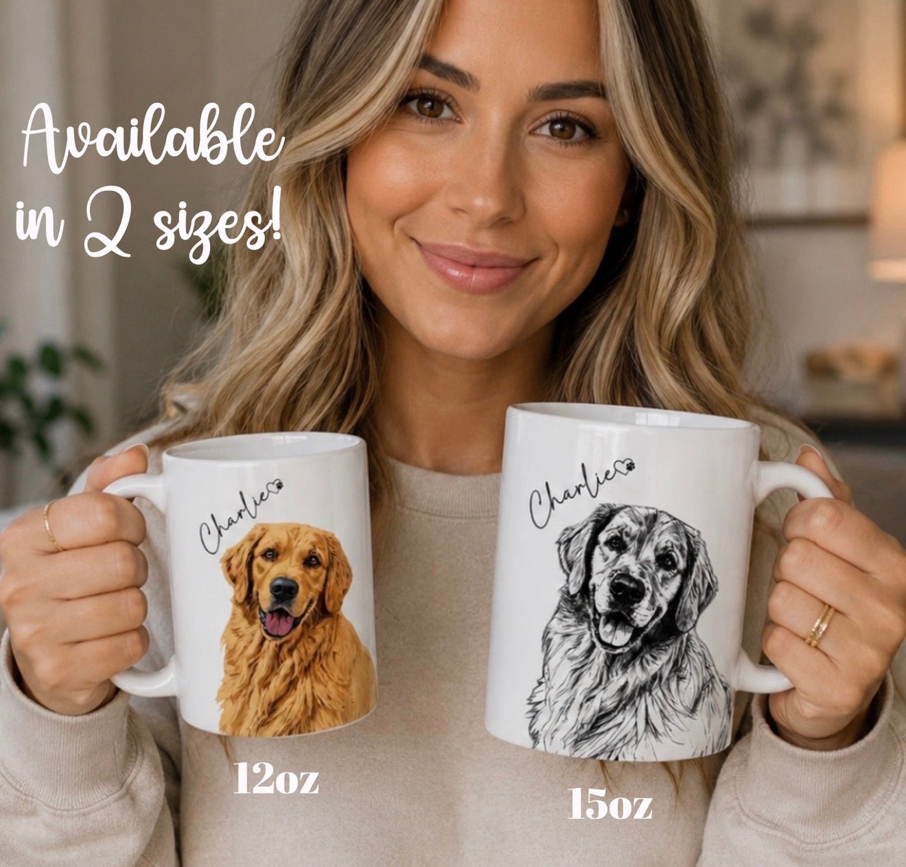 Custom Dog Mug from Photo, Personalized Dog Portrait Mug, Pet Memorial Gift, Custom Dog Coffee Cup, 12oz or 15oz Ceramic Mug
