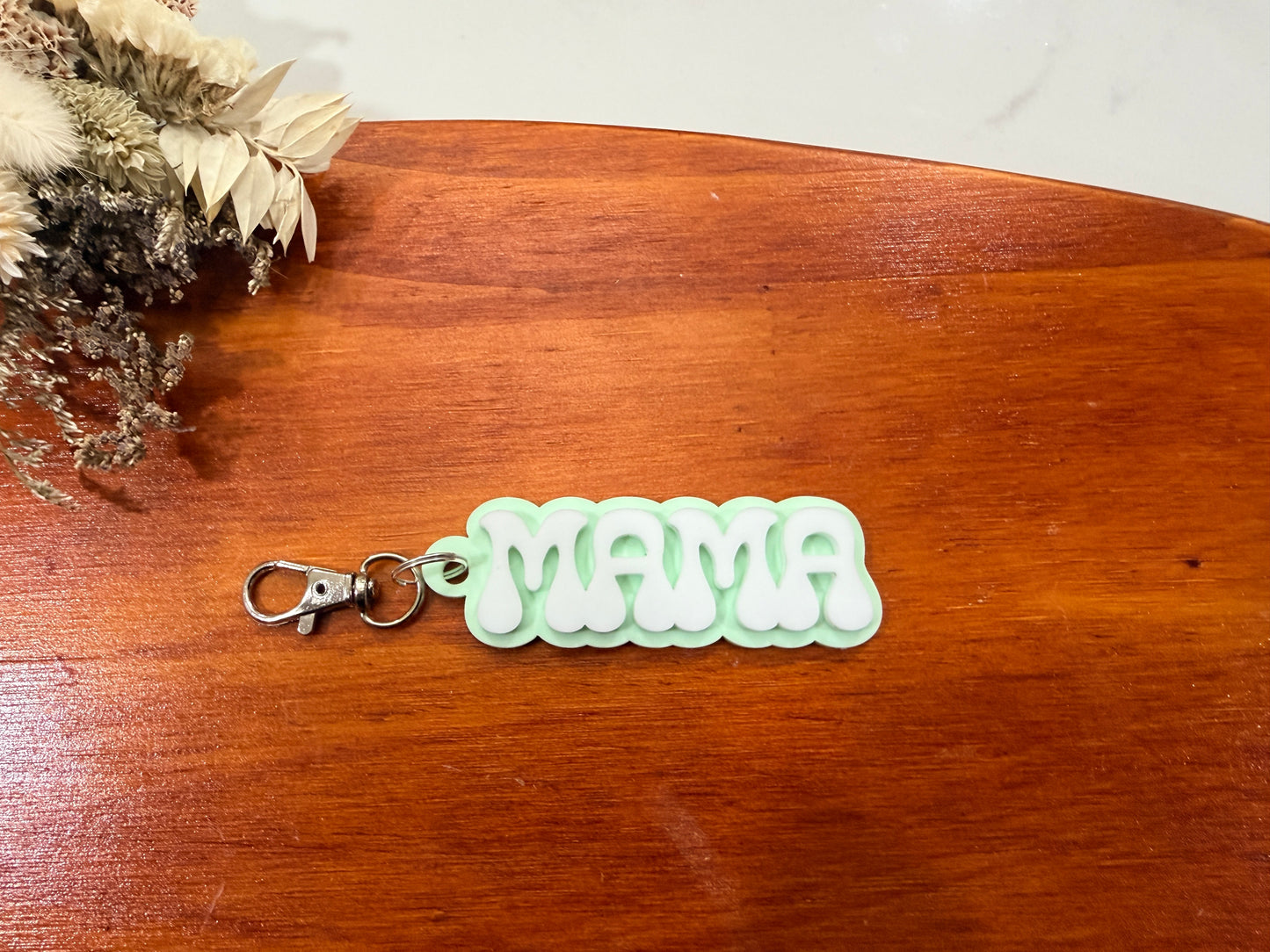 3D “Mama” Acrylic Keychain with Swivel Snap Hook