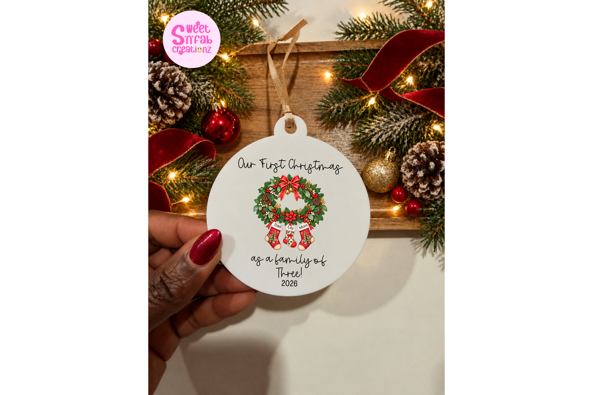 First Christmas as a Family of Three Ornament
