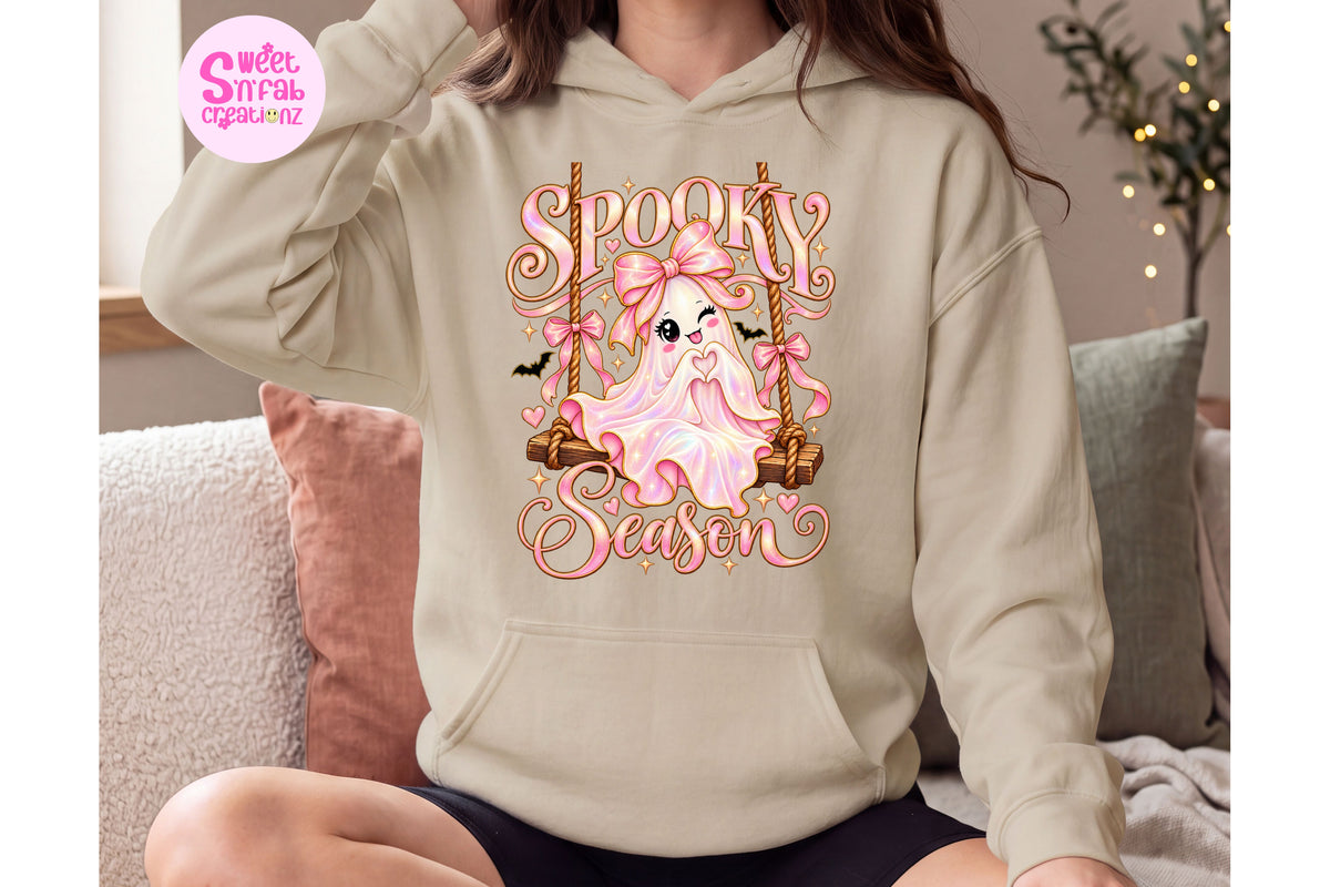 Spooky Season Ghost Hoodie | Cute Girly Halloween Graphic Hoodie