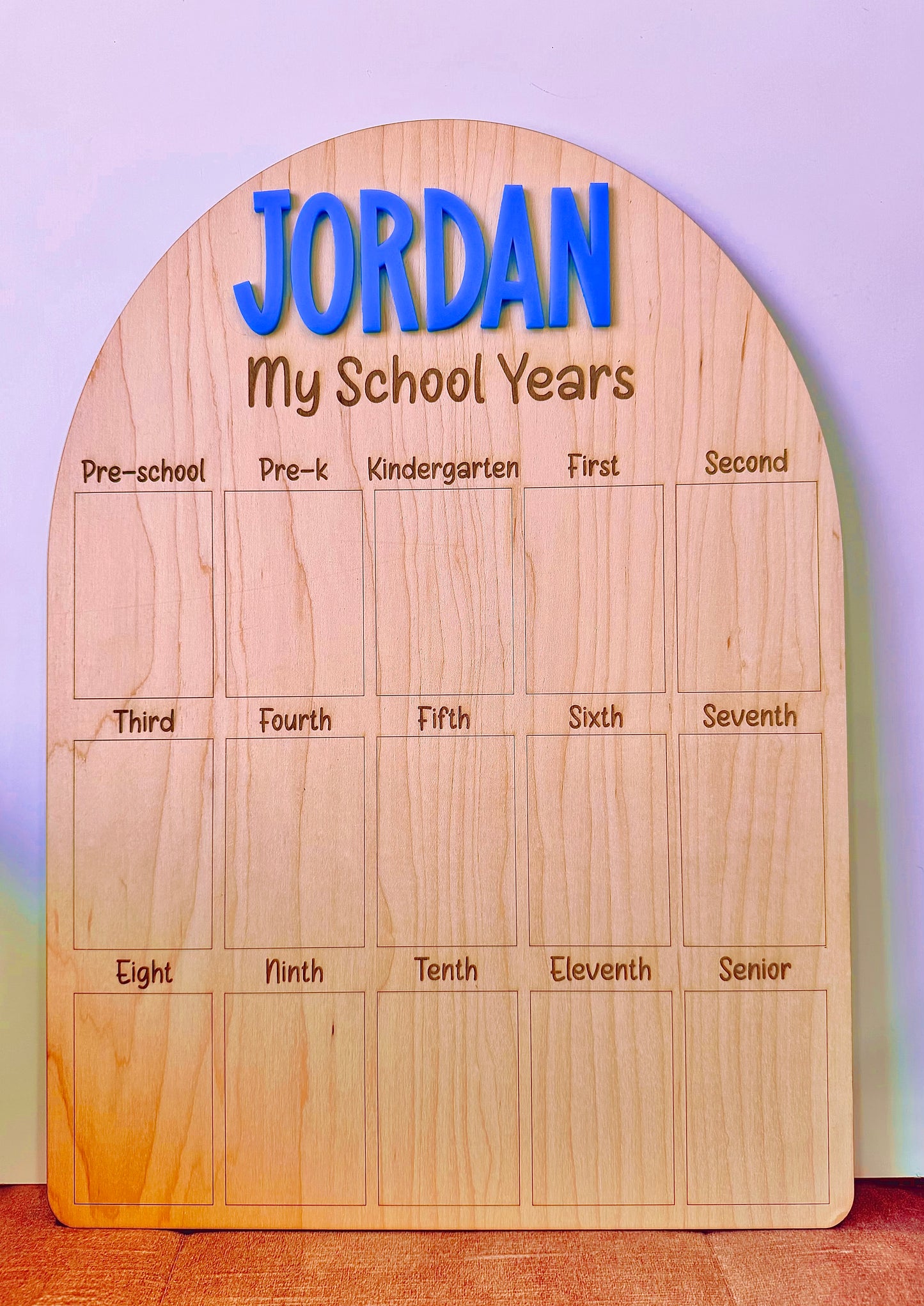 Personalized School Years Picture Board | Wooden School Photo Display Plaque | Preschool to Grade 12 Memory Board