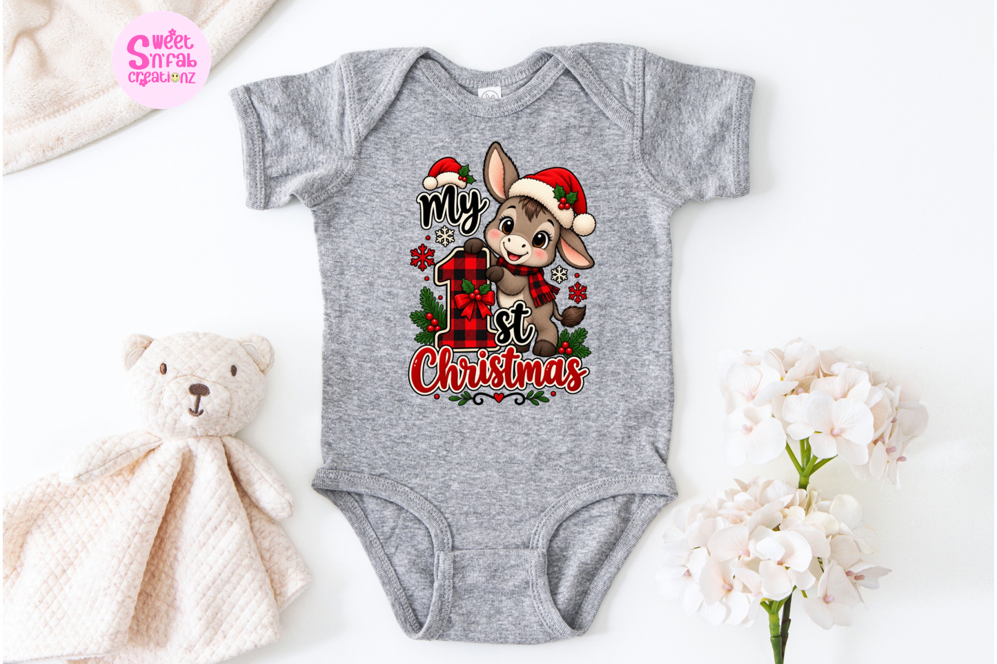 Buffalo Plaid First Christmas Onesie