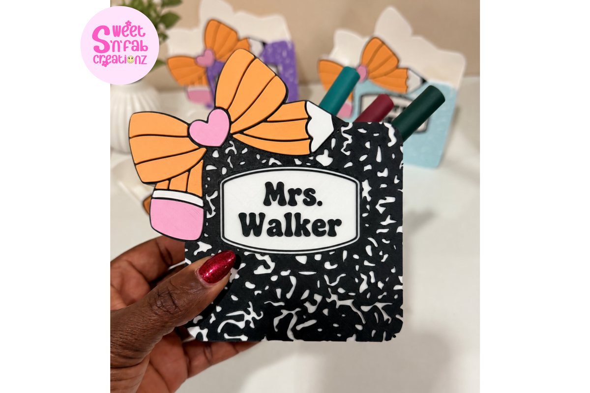 Personalized Composition Notebook Pen Holder