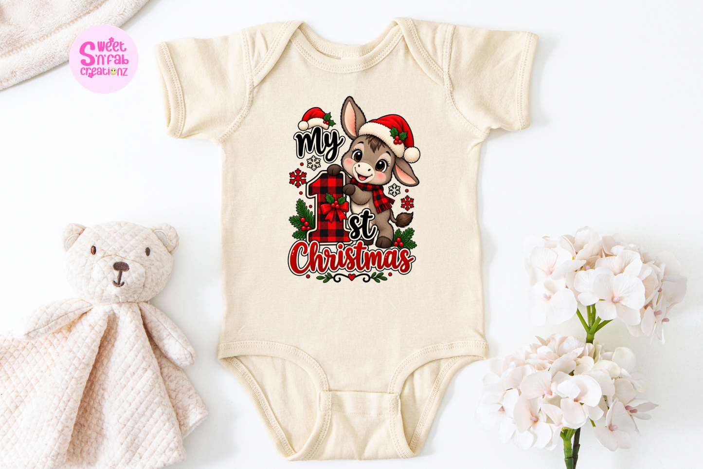 Buffalo Plaid First Christmas Onesie